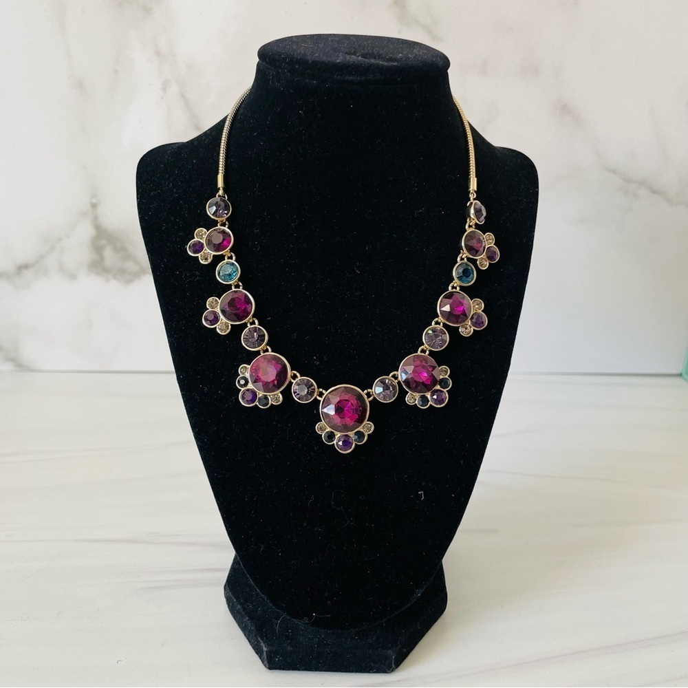 Nine West Rhinestone Bauble Multicolored and Gold Chain Necklace